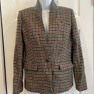 J. Crew Regent Houndstooth Wool Blazer with Crystal Collar Size 6 NWT